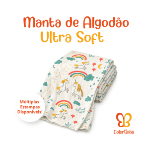 Manta Cobertor 120x100 Ultra Soft Antialérgico de Algodão para Bebês - ColorBaby