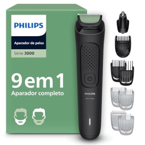 Aparador de Pelos Philips All-in-One 9 em 1 Série 3000 | Máquina para Rosto, Cabelo e Corpo | Barbeador Elétrico Multigroom | MG3927/15