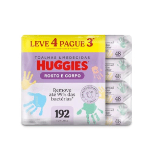 Lenços Umedecidos Huggies Rosto e Corpo 192 unidades