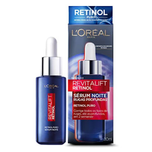 L'Oréal Paris Revitalift Sérum Facial Noturno com Retinol Puro, Corrige Rugas Profundas, Uniformiza o Tom da Pele, Melhora a Textura e Firmeza, Ação