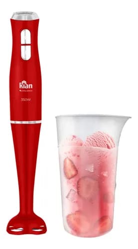 Mixer Misturador 350w 2 Velocidades Com Copo Compacto Leve E Ergonômico 700ml Vermelho Kian - - R$ 67,03